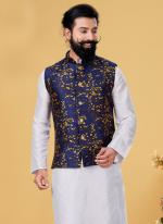 Heavy Jacquard Neavy Blye Festival Wear Embroidery Work Readymade Men's Waist Coat